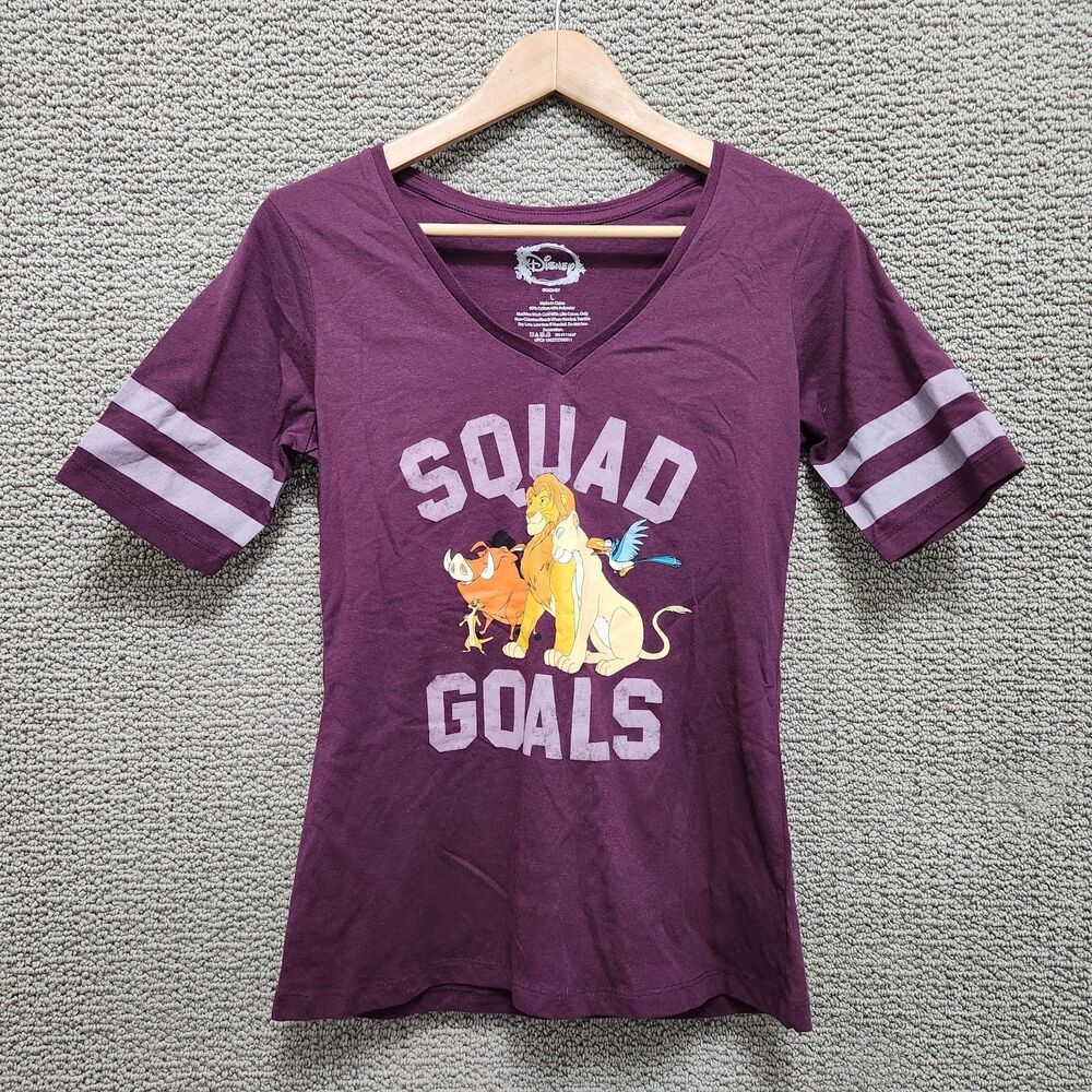 DISNEY Women’s Lion King Squad Goals Graphic V Neck Short Sleeve Tee Size L
